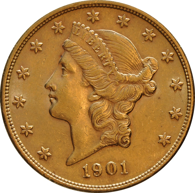 1901 $20 Double Eagle Liberty Head Gold Coin, Philadelphia