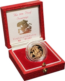 Gold Proof 1986 Sovereign Boxed