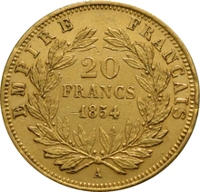 20 French Francs - Napoleon III Bare Head