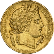 1849 20 French Francs - Ceres - A NGC AU53