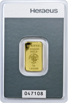 Heraeus 5 Gram Gold Bar
