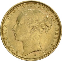 1873 Gold Sovereign - Victoria Young Head - S