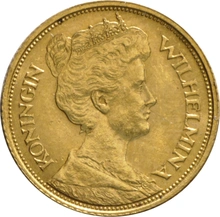 1912 Dutch 5 Guilders Gold Coin Wilhelmina Mature