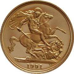 1991 Proof Gold Sovereign Coin Elizabeth II Third Head