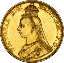 1887 - Victoria Jubilee Gold Five Pound £5 Gold Coin NGC AU55
