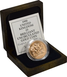 Brilliant Uncirculated Gold 1990  Five Pound Sovereign