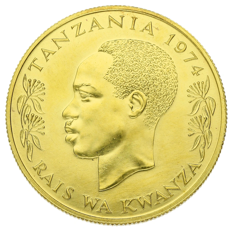 1974 Tanzanian 1500 Shilingi (Shilling)  Gold Coin