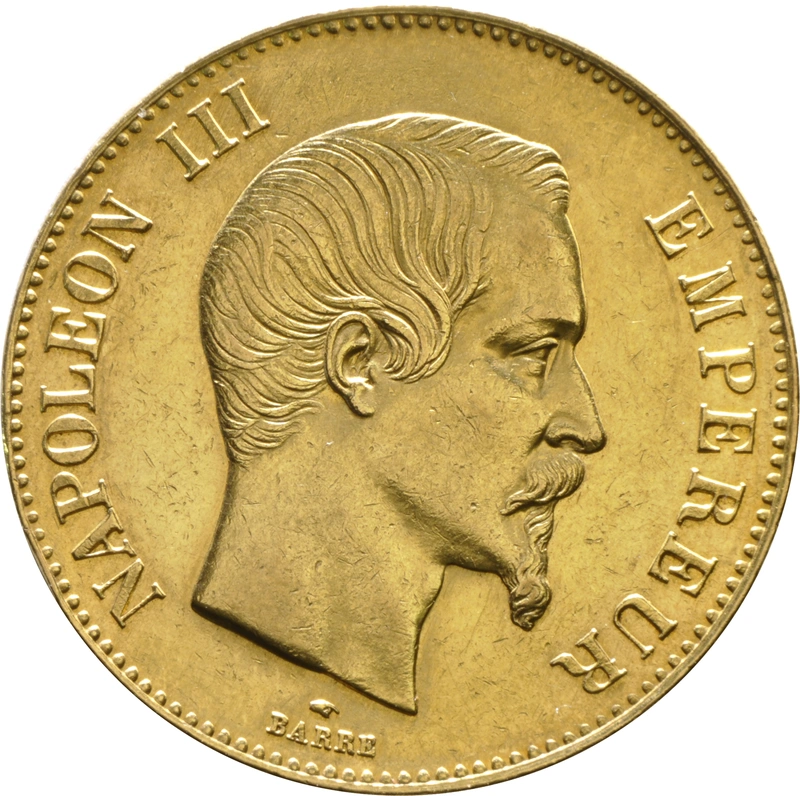 100 French Francs Gold Coin Bare Head