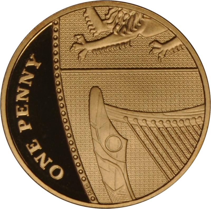 2015 Gold Proof One Penny Piece 1p - Royal Shield 5th Portrait