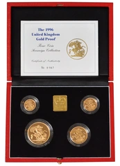 1996 Proof Gold Sovereign 4 Coin Set Boxed