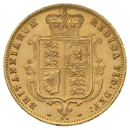 1878 Gold Half Sovereign Queen Victoria Young Head Shield Back