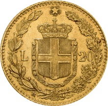 Italian 20 Lire Gold Coin Umberto I
