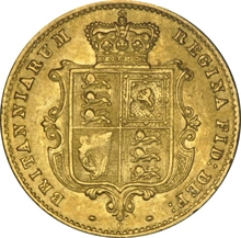1869 Half Sovereign Victoria Young Head Shield Back - London NGC AU55