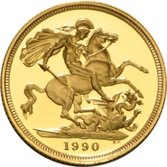 1990 Proof Sovereign Elizabeth Third head No box or certificate