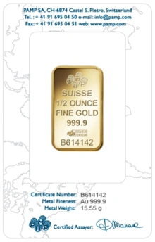 1/2oz Gold Bar PAMP Rosa Minted