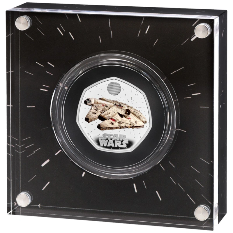 2024 50p Millennium Falcon Star Wars Proof Silver Coin Boxed