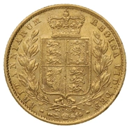 1868 Gold Sovereign Coin Queen Victoria Young Head Shield Back