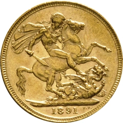 1891 Gold Sovereign Coin Queen Victoria Jubilee Head