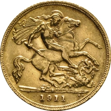 1911 Gold Half Sovereign - King George V - S