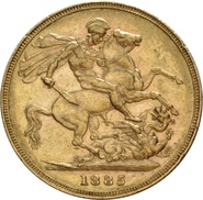 1885 Gold Sovereign - Victoria Young Head - M
