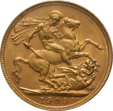 1909 Gold Sovereign - King Edward VII - P