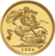 1994 Gold Half Sovereign Elizabeth II third Head - Proof no box
