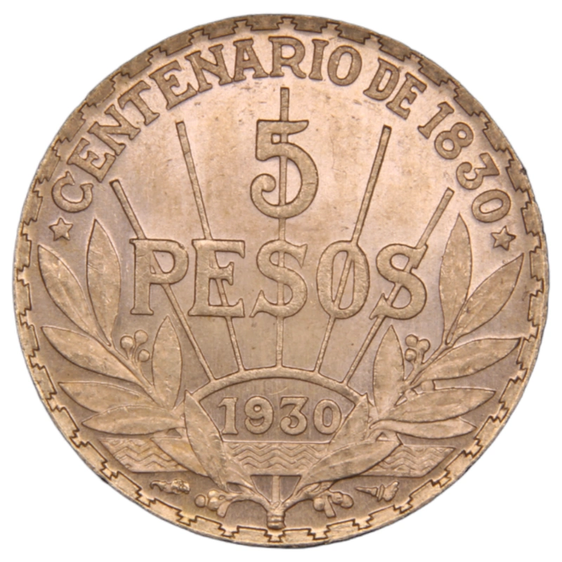 Uruguay 5 Pesos Gold Coin 1930