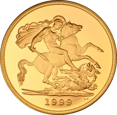 1999 Proof Gold £5 Coin Quintuple Sovereign