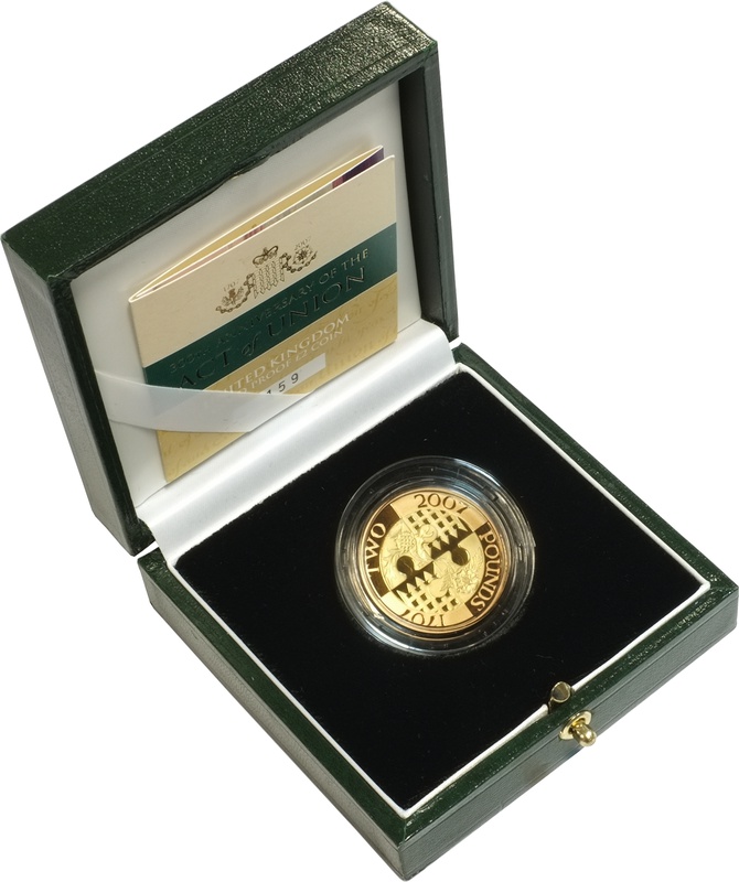 2007 £2 Two Pound Proof Gold Coin: 300th Anniversary of the Act of Union Boxed
