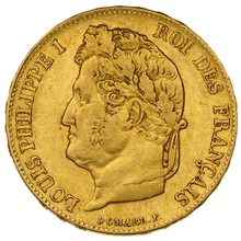 1841 20 French Francs - Louis-Philippe Laureate Head - A