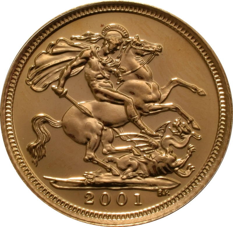 2001 Gold Half Sovereign Elizabeth II Fourth Head