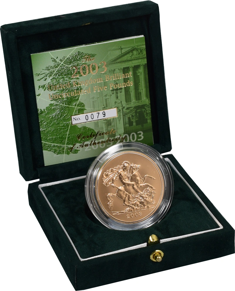 2003 Brilliant Uncirculated Gold Five Pound Coin (Quintuple Sovereign)