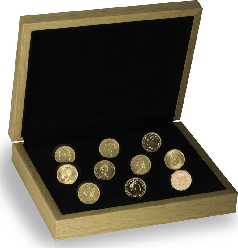 10 x Gold Sovereign Portrait Set Gift Boxed