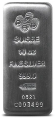 10oz Silver Bar PAMP Cast