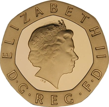 2008 Gold Proof 20p Twenty Pence Piece Crowned Tudor Rose