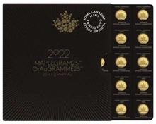 2022 MapleGram 25 x 1g Gold Coins