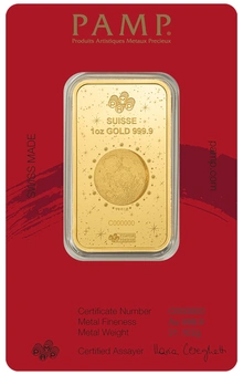 1oz Gold Bar 2026 Year of the Horse PAMP