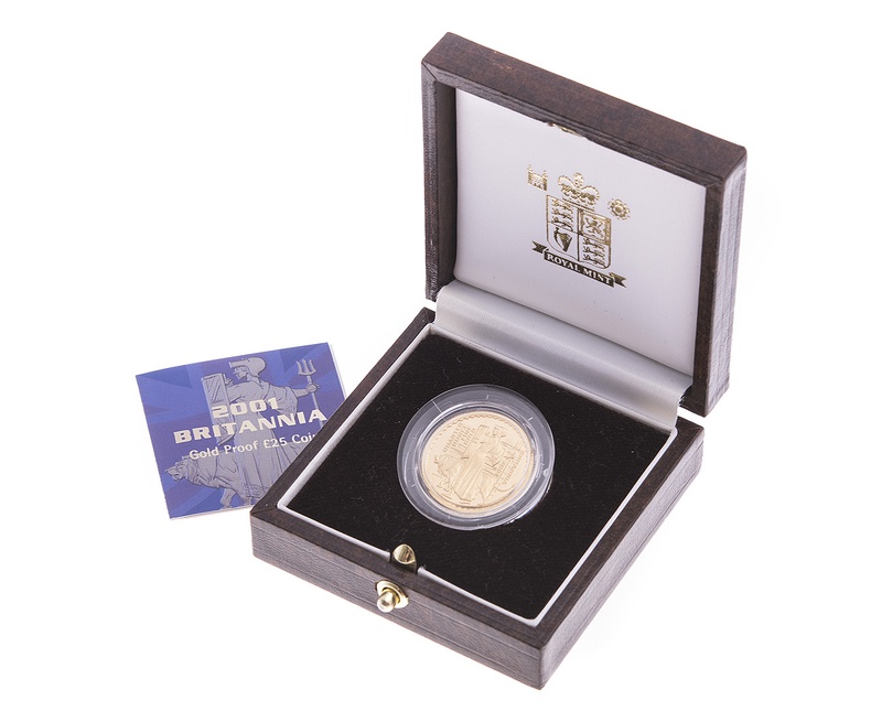 2001 Britannia Quarter Ounce Gold Proof Coin boxed with COA