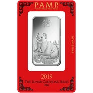 PAMP 1oz 2019 Year of the Pig Silver Bar