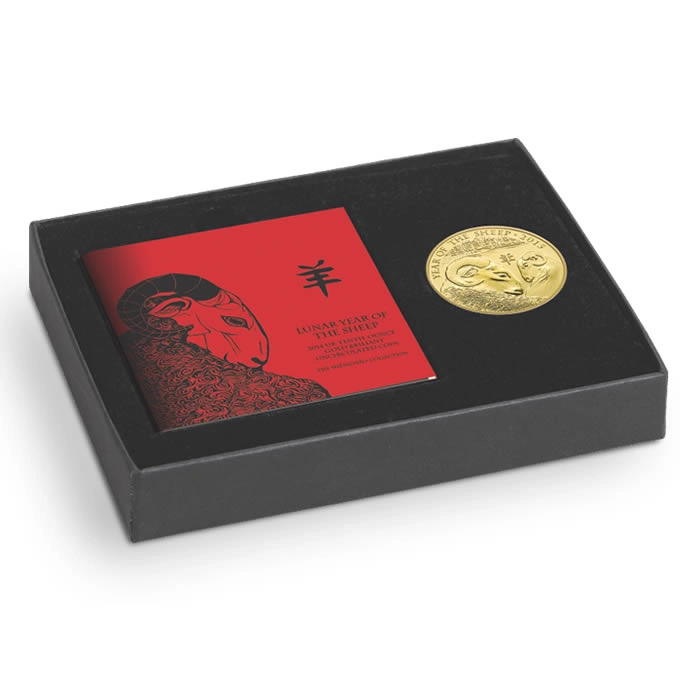 2015 Royal Mint 1/10th Oz Year of the Sheep Gold Coin Boxed