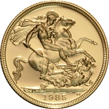 1985 Gold Sovereign - Elizabeth II Third head - Proof No box