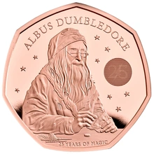2023 25th Anniversary of Harry Potter - Dumbledore Fifty Pence Proof Gold Coin Boxed