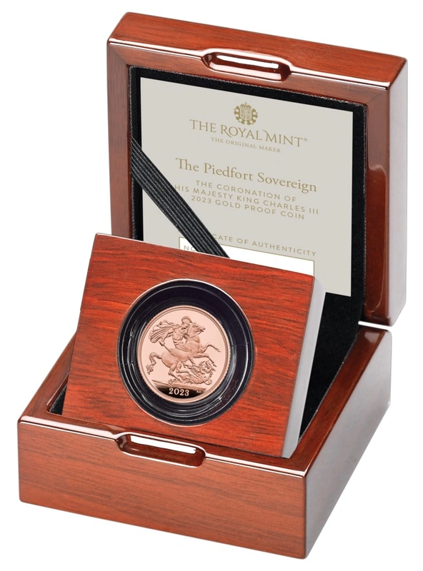 2023 King Charles III Coronation Piedfort Sovereign Gold Proof Coin Boxed
