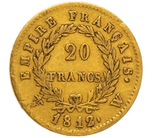 1812 20 French Francs Gold Coin Napoleon I W
