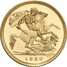 1980 Gold Half Sovereign Elizabeth II Decimal Head - Proof no box