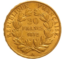 1852 20 French Francs Gold Coin Napoleon III A