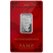 2024 PAMP 10 Gram Silver Year of the Dragon Bar Minted