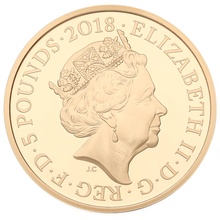 2018 - Gold £5 Proof Crown, Prince of Wales 70th Birthday Boxed