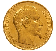 1858 20 French Francs Gold Coin Napoleon III BB