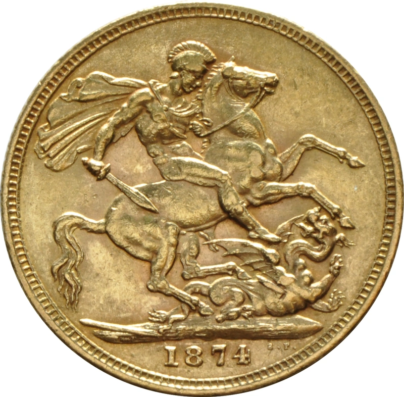 1874 Gold Sovereign Coin Queen Victoria Young Head Melbourne